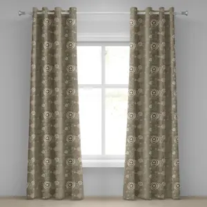 Абстрактная штора на люверсах ABAKUHAUS, круги и линии с абстрактной композицией, современная графика, нарисованная вручную, декоративные двухпанельные шторы, 280 см x 175 см, шалфейно-зеленый, коричневый, румянец Abakuhaus