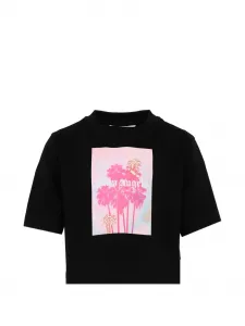 Футболка с короткими рукавами и принтом логотипа Palm Angels Kids, черный