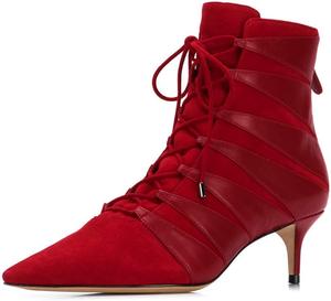 Женские ботильоны YDN с острым носком, средний каблук, удобные, с шнуровкой и молнией сзади, для вечеринок и нарядов, размеры 4-15 США, Wine Red