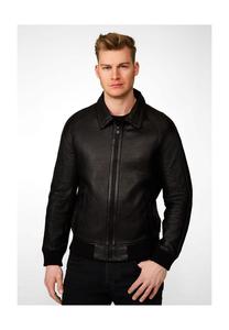 Кожаная куртка Ben тонкий блузон с воротником поло Ricano, черный