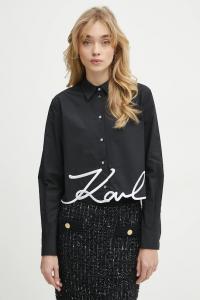 Хлопковая рубашка Karl Lagerfeld, черный