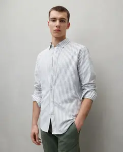 Мужская рубашка оксфорд в полоску с длинными рукавами Easy Wear, цвет 520 Kaki