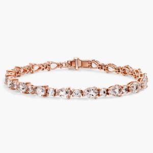 Браслет из розового золота 14 карат с грушевидным морганитом и белым сапфиром Blue Nile