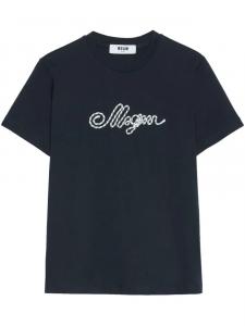 Футболка с аппликацией логотипа MSGM, синий