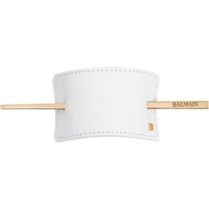 Заколка для волос hair barrette leather white Balmain Hair, large