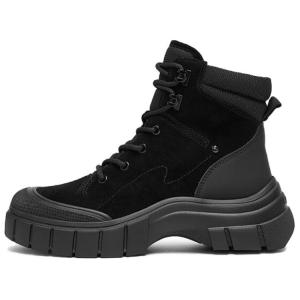 Короткие армейские ботинки женские из коровьей кожи и текстиля Staccato, truffle черный