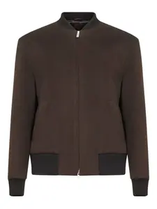 Бомбер на молнии из чистой шерсти Lardini, коричневый