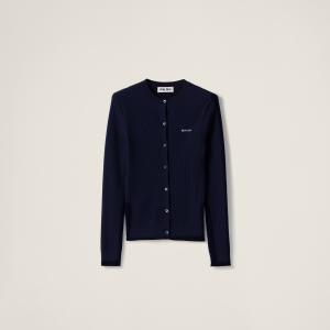 Кардиган из кашемира и шелка с косами MIU MIU, темно-синий