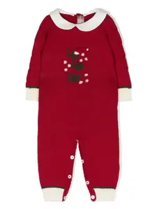 Вязаный комбинезон с вышитым слоганом La Stupenderia, красный