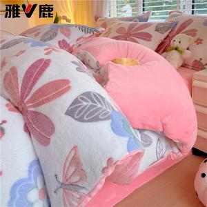 Yalu Комплект постельного белья из 4 предметов (простыня на резинке 180 см, пододеяльник 200х230 см), молочный вельвет, флисовая подкладка