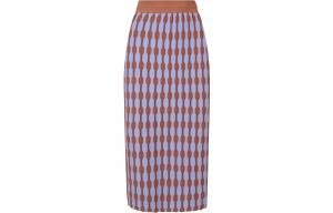 Пузырьковая полосатая миди-юбка TORY BURCH, синий