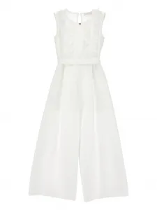 Комбинезон с оборками и поясом Monnalisa, белый