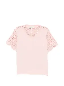 Топ с вязаной аппликацией Twinset Kids, розовый