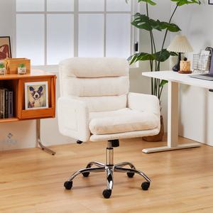Компьютерное кресло Xihao Ningzhi Baitei Rong Steel Roller Model, офисное, для дома, с поворотным механизмом, стальной каркас, цвет cream white teddy velvet