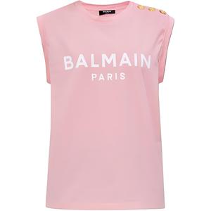 Майка без рукавов с принтом логотипа BALMAIN, светло-розовый