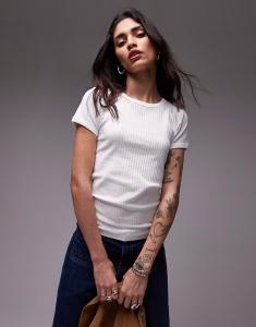 Футболка Topshop с широким рубчиком белого цвета