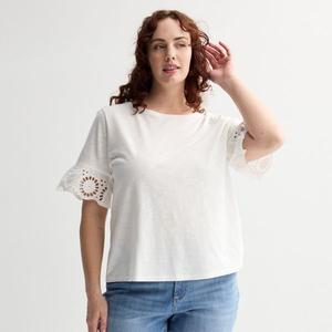 Футболка большого размера с люверсами и рукавами-крылышками Sonoma Goods For Life, цвет vital white