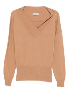 Свитер с V-образным вырезом Alberta Ferretti, коричневый