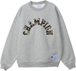 Мужская толстовка Champion с длинным рукавом, свободного кроя, из хлопка, с вышитым логотипом США и круглым вырезом, в стиле Action Style C3-C012, серый