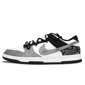 Nike Кроссовки для скейтбординга Dunk Black White, Street Letter, износостойкие, серые, унисекс