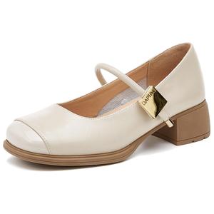 DAPHNE Блок каблук Мэри Джейн туфли женские бежевые, цвет Beige