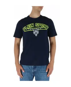 Белая хлопковая футболка с принтом Plein Sport, синий