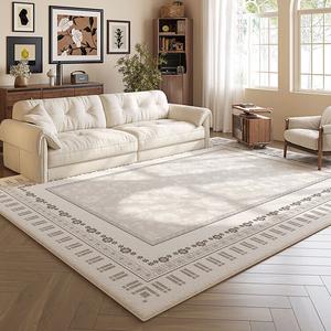 Budis Ковер 200х350 см для гостиной, французский винтаж, кремовый, светлый люкс, водостойкий, моющийся, цветочный узор, Dufu Rong, низкое осыпание