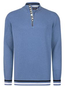 Хлопковый свитер с полумолнией цвета индиго Felix Hardy