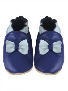 Kindsgut Кожаные ботинки для ползания «бантики» темно-синего цвета