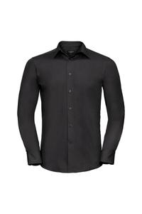 Рубашка из легкого в уходе поплина из полихлопка с длинными рукавами Collection Collection Russell, черный