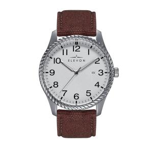 Часы Crosswind с кожаным ремешком и датой Elevon, коричневый