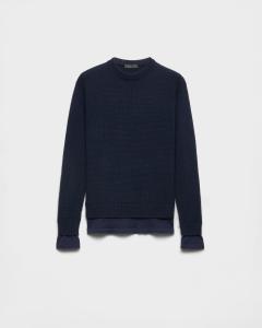 Кашемировый свитер с круглым вырезом Prada, темно-синий