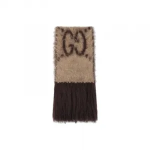 GUCCI Вязаный шарф унисекс бежево-коричневый, Beige/Brown