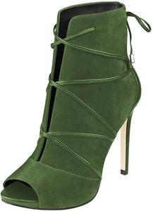 Женские ботильоны YDN с открытым носком, из искусственной замши, на платформе и высоком каблуке-стилетто, с шнуровкой и вырезами, удобные, размеры 4-15, Green