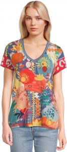 Футболка Johnny Was The Janie Favorite Short Sleeve V-Neck Tee, Liberty Scarf