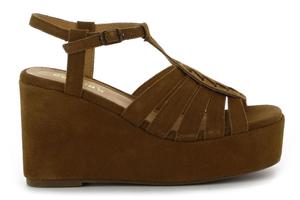 Босоножки на танкетке pl0246 из коровьей замши Camila'S, коричневый