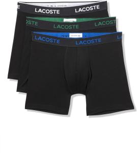Lacoste мужские хлопковые боксеры Stretch Essentials, 3 шт (Amazon Exclusives), Black/White/Captain/Green