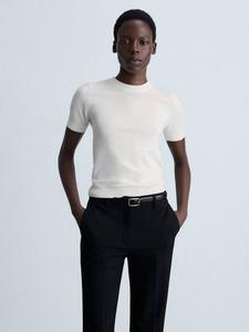 Базовый свитер с короткими рукавами Mango, Light Beige