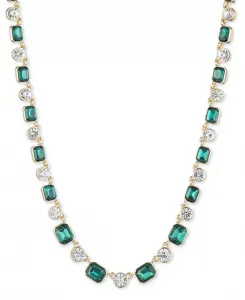 Однорядное ожерелье из золотистых камней со стеклянными камнями Anne Klein, green