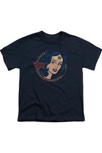Футболка с портретом Wonder Woman 75 Starburst с коротким рукавом для детей Gildan, темно-синий