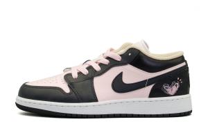 Jordan Кроссовки баскетбольные Air 1 Cushioning, Wear Resistant Low top Vintage женские черные розовые