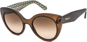 Солнцезащитные очки FERRAGAMO SF 964 S 210 Crystal Brown Salvatore Ferragamo, Crystal Brown/Gold-logo