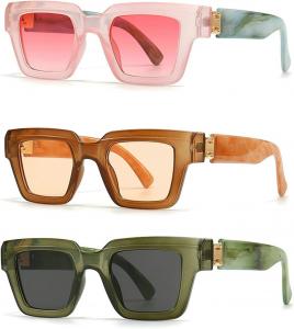 Солнцезащитные очки Y2K в стиле «квадратные» для женщин, винтажные панк-очки с градиентным переходом цвета, солнцезащитные очки для мужчин Melrose, 3pcs Pink&tea&green Black