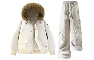 Повседневный худи Unisex Casual Sportswear X1617, оранжевый top+бежевый fleece-lined pants