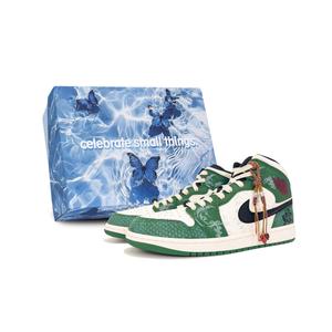 Jordan Износостойкие винтажные баскетбольные кроссовки Air 1 среднего размера, мужские, белые, зеленые, черные