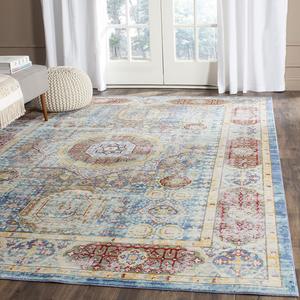Ковер SAFAVIEH, 305 x 427 см, Valencia Collection, Blue & Multi, дизайн Boho Chic Distressed, без линьки и простой в уходе, идеален для помещений с высокой проходимостью в гостиной, спальне (VAL111M)