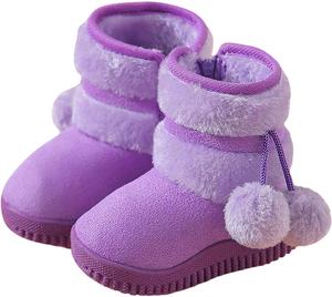 Девочкам теплые сапоги, мальчикам зимние снежные ботинки с искусственным мехом, уютные короткие ботинки, теплые утепленные ботинки на щиколотку для детей от 1 до 11 лет Generic, Purple