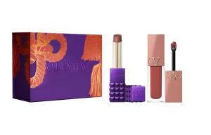Valentino Новогодний лимитированный дикий фиолетовый шипованный блеск для губ крем для губ набор косметики натуральный долговременный увлажняющий 2,3 г+6,5 мл