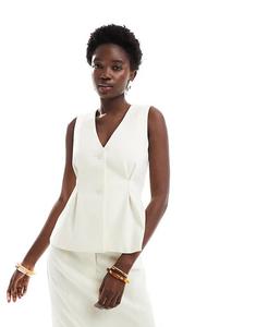 4th & Reckless Приталенный жилет со складками, кремового цвета