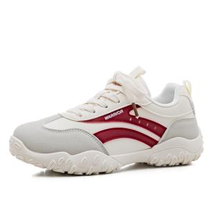 WARRIOR Женские повседневные туфли с амортизацией и износостойкостью на низком ходу бежевый/бордовый, цвет Beige/Burgundy